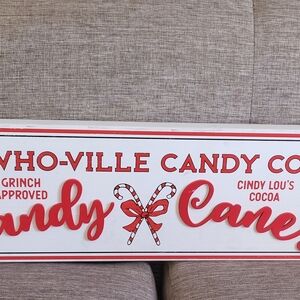 Who-Ville Candy Co. Red and White Holiday Sign
